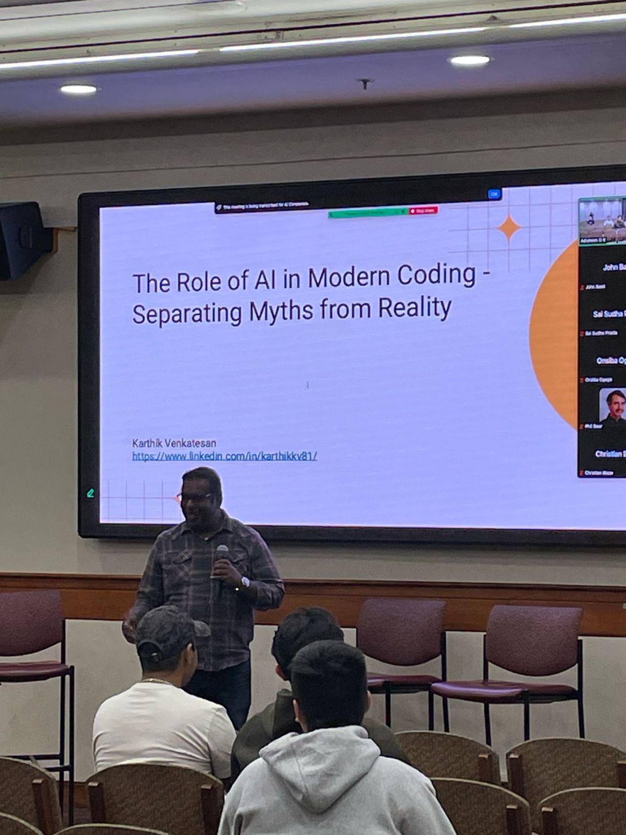 Karthik Venkatesan presenting curriculum at Arizona State University